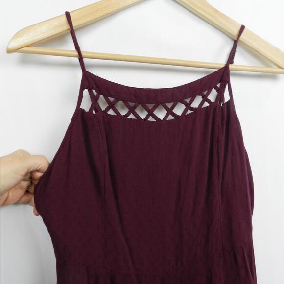 Urban Outfitters Romper Size‎ 10 Burgundy Kimchi Blue Tie Back Minimalist Boho - Picture 11 of 11